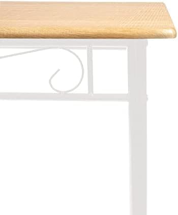 Esszimmer-Set mit Esstisch und 4 Stühlen, Buchenholzmaserung, weiße Metallbeine, perfekt für Esszimmer und Küche, präch