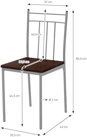 ML-Design Essstuhlset Eiche Hell für 4 Personen: Holz & Metallbeine, ideal für Esszimmer & Küche