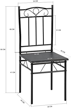 Esszimmer-Set mit Esstisch und 4 Stühlen, Buchenholzmaserung, weiße Metallbeine, perfekt für Esszimmer und Küche, präch