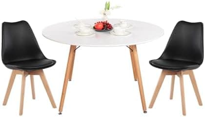 H.J WeDoo Skandinavisches Esszimmer Esstisch Set mit 4 Stühlen Eiscreme-Grün 100cm