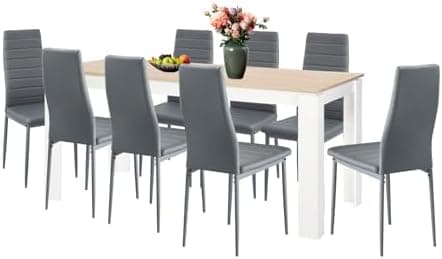 Esszimmergruppe mit 4 Stühlen Esstisch Hochlehner Kunstleder Sitzgruppe für Familie
| 110cm Eiche-Schwarz Tisch + 4 Sch