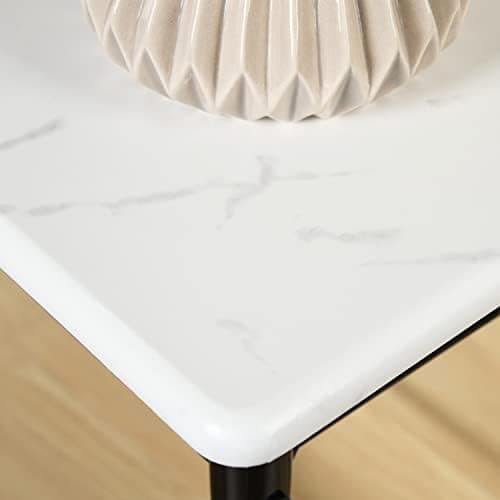 Esszimmer-Set mit Esstisch und 4 Stühlen, Buchenholzmaserung, weiße Metallbeine, perfekt für Esszimmer und Küche, präch