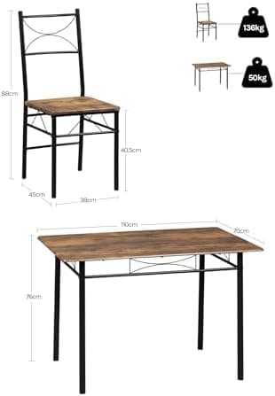 WOLTU Vintage Braun Küchentisch Set für 4 Personen
| WOLTU Vintage Braun Essgruppe Set mit 4 Stühlen
| WOLTU Vintage Br