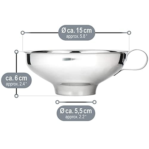 com-four® 2-teiliges Trichter Set aus Edelstahl 304 - Ideals für Marmeladefüllung bei Kochen - Einfülltrichter mit Sieb