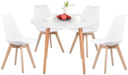 H.J WeDoo Skandinavisches Esszimmer Esstisch Set mit 4 Stühlen Eiscreme-Grün 100cm