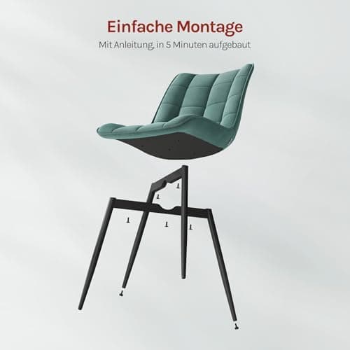 WOLTU Esszimmerstühle 2er Set, gepolstert mit Samt, für Wohn- und Esszimmer, Hochlastige Küchenstühle, Dunkelgrau