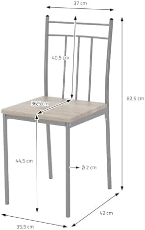 ML-Design Essstuhlset Eiche Hell für 4 Personen: Holz & Metallbeine, ideal für Esszimmer & Küche
