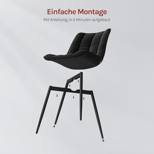 WOLTU Esszimmerstühle 2er Set, gepolstert mit Samt, für Wohn- und Esszimmer, Hochlastige Küchenstühle, Dunkelgrau