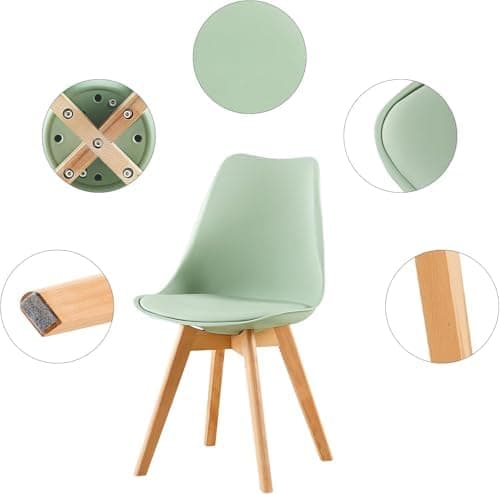 H.J WeDoo Skandinavisches Esszimmer Esstisch Set mit 4 Stühlen Eiscreme-Grün 100cm