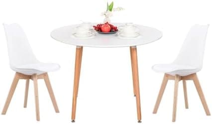 H.J WeDoo Skandinavisches Esszimmer Esstisch Set mit 4 Stühlen Eiscreme-Grün 100cm