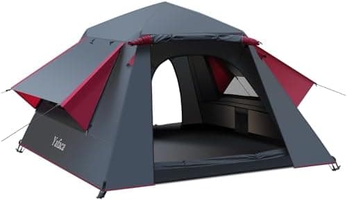 Camping Zelt 3 Personen Große Wasserdicht Automatisches Wurfzelt für Familien mit 2 Regendichten und 2 Schichten