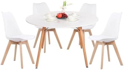 H.J WeDoo Skandinavisches Esszimmer Esstisch Set mit 4 Stühlen Eiscreme-Grün 100cm