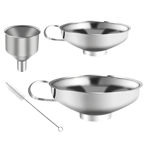 Edelstahl Trichter Set 4 Stück Marmeladentrichter Größe Konfitüre Bürste