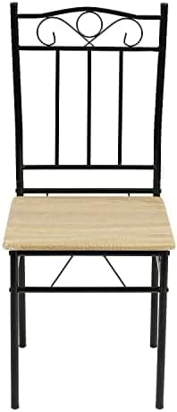 Esszimmer-Set mit Esstisch und 4 Stühlen, Buchenholzmaserung, weiße Metallbeine, perfekt für Esszimmer und Küche, präch
