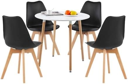 H.J WeDoo Skandinavisches Esszimmer Esstisch Set mit 4 Stühlen Eiscreme-Grün 100cm