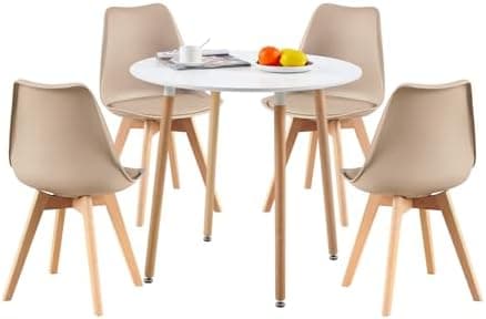H.J WeDoo Skandinavisches Esszimmer Esstisch Set mit 4 Stühlen Eiscreme-Grün 100cm