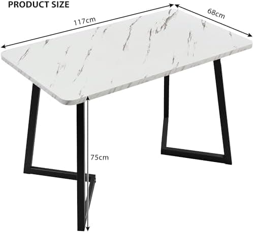 Essgruppe Esstisch mit 4 Stühlen Set für 4 Personen, Rechteckiger Esstisch 117x68x75 cm mit Schwarz Metallbeinen, Grau S