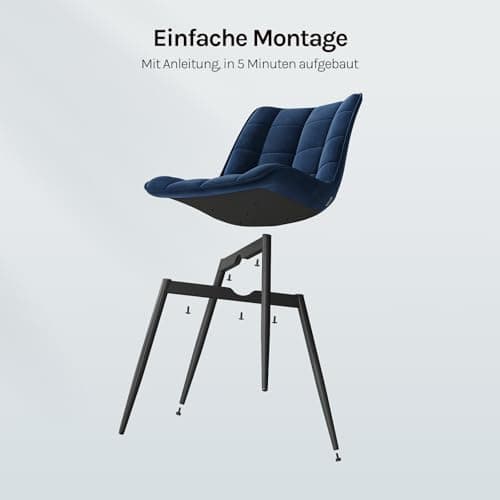 WOLTU Esszimmerstühle 2er Set, gepolstert mit Samt, für Wohn- und Esszimmer, Hochlastige Küchenstühle, Dunkelgrau