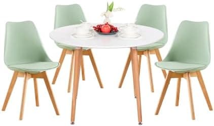 H.J WeDoo Skandinavisches Esszimmer Esstisch Set mit 4 Stühlen Eiscreme-Grün 100cm