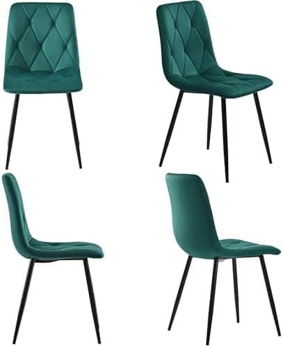 Essgruppe Esstisch mit 4 Stühlen Set für 4 Personen, Rechteckiger Esstisch 117x68x75 cm mit Schwarz Metallbeinen, Grau S