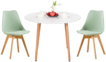 H.J WeDoo Skandinavisches Esszimmer Esstisch Set mit 4 Stühlen Eiscreme-Grün 100cm