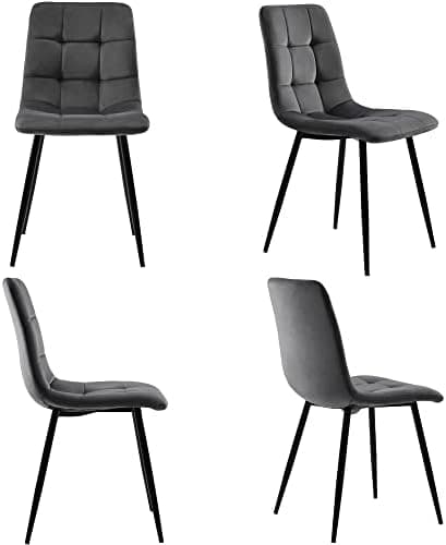 Essstisch Set 4 Stühle + Moderne Küche + Esszimmergruppe (Grau)  
Rechteckiger Esstisch Set 140x80x75 cm + Esszimmerstuh