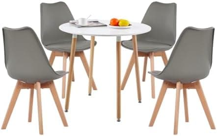 H.J WeDoo Skandinavisches Esszimmer Esstisch Set mit 4 Stühlen Eiscreme-Grün 100cm