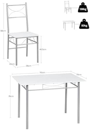 WOLTU Vintage Braun Küchentisch Set für 4 Personen
| WOLTU Vintage Braun Essgruppe Set mit 4 Stühlen
| WOLTU Vintage Br