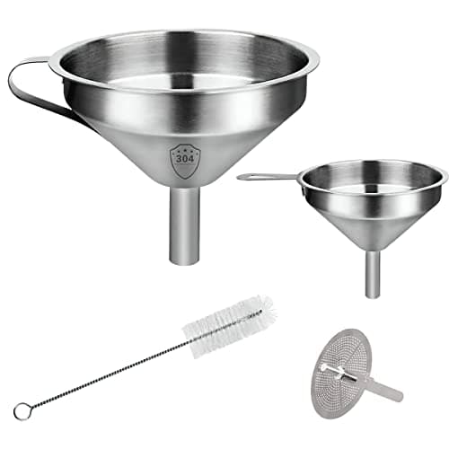 XiXiRan Lebensmittelecht Trichter Edelstahl 304, Groß und Klein, mit Filter und Sieb für Küche (Ø5 Zoll)