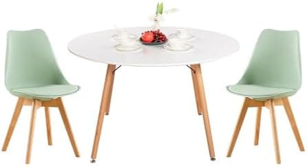 H.J WeDoo Skandinavisches Esszimmer Esstisch Set mit 4 Stühlen Eiscreme-Grün 100cm
