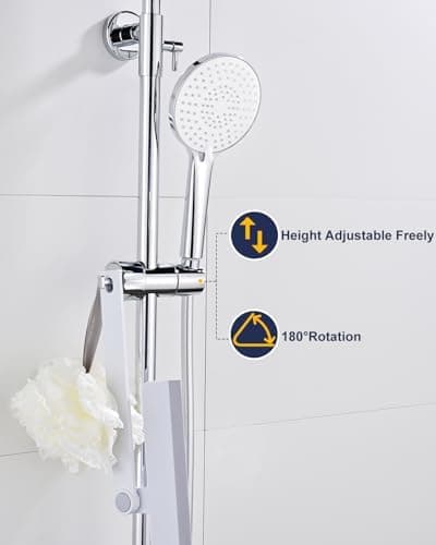 YEAUPE PRO Regendusche 10 Zoll – Edelstahl 304, Hochdruck Kopfbrause mit Selbstreinigenden Düsen und Chromierz[eventscen