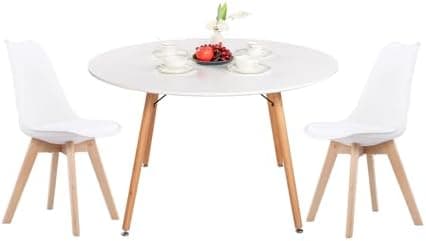 H.J WeDoo Skandinavisches Esszimmer Esstisch Set mit 4 Stühlen Eiscreme-Grün 100cm