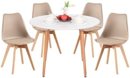 H.J WeDoo Skandinavisches Esszimmer Esstisch Set mit 4 Stühlen Eiscreme-Grün 100cm