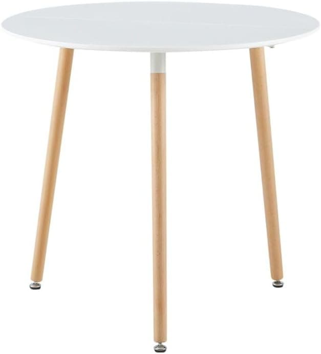 **White Round Dining Table with 4 White Dining Chairs 4 Piece Set for Dining Room, Kitchen, Living Room**
| **White Din