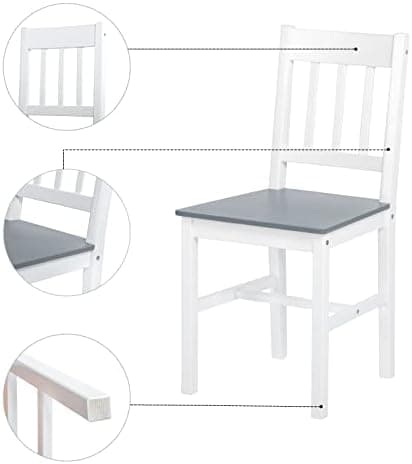 Essstisch mit 4 Stühlen Grau Weiß Kiefer Holz Esszimmer Küche Wohnzimmer