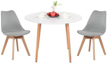 H.J WeDoo Skandinavisches Esszimmer Esstisch Set mit 4 Stühlen Eiscreme-Grün 100cm