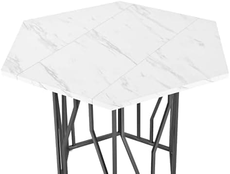 HAUSPROFI Küchen Esstisch Set für Küche Esszimmer Wohnzimmer - 5-teiliges Sechseckiges Esstisch Set mit 4 Stühlen (Grau
