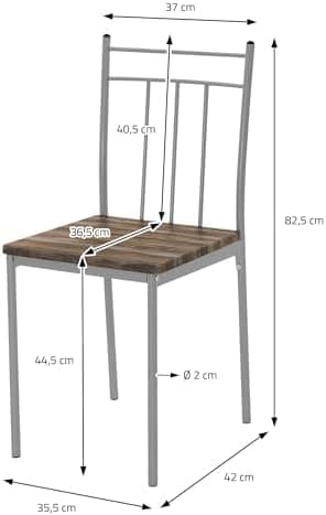 ML-Design Essstuhlset Eiche Hell für 4 Personen: Holz & Metallbeine, ideal für Esszimmer & Küche