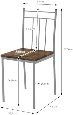 ML-Design Essstuhlset Eiche Hell für 4 Personen: Holz & Metallbeine, ideal für Esszimmer & Küche