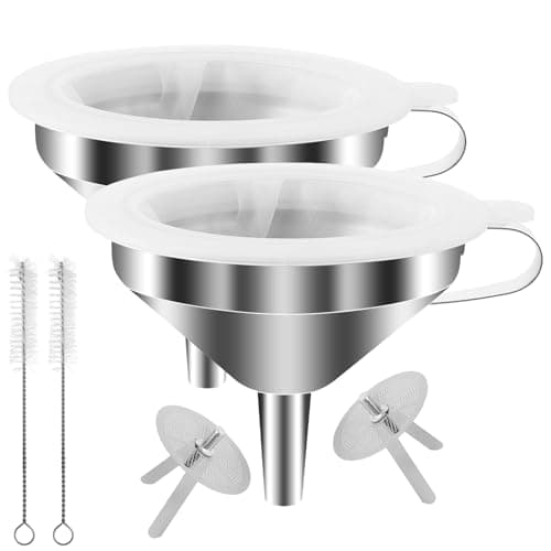 SHUESS 2 Edelstahl Trichter Set zum Übertragen von Speiseölen -_perfekte Qualität für Küchenuse - 13cm Trichter mit 2 Ed