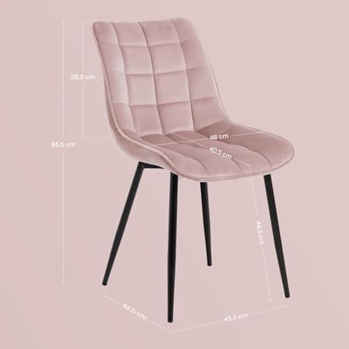WOLTU Esszimmerstühle 2er Set, gepolstert mit Samt, für Wohn- und Esszimmer, Hochlastige Küchenstühle, Dunkelgrau