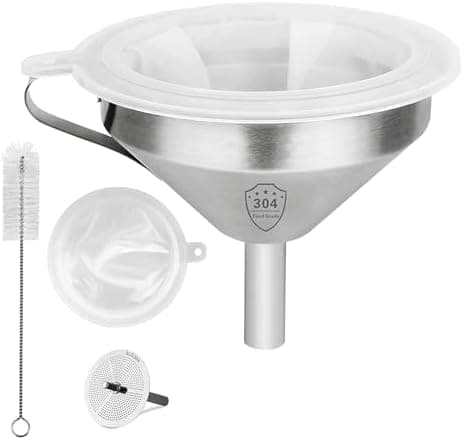 Edelstahl Trichter Set 4 Stück Für Küchenmänner Mit 13 Cm Trichter Abnehmbarer 200 Mesh Filter Edelstahlfilterelement Zu