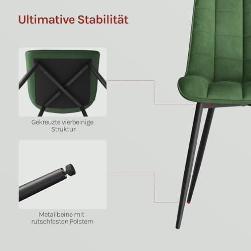 WOLTU Esszimmerstühle 2er Set, gepolstert mit Samt, für Wohn- und Esszimmer, Hochlastige Küchenstühle, Dunkelgrau