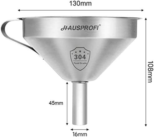 HAUSPROFI Premium 304 Edelstahl Trichter Set - Spülmaschinenfest für Profis und Küchenanfänger - Flüssigkeiten, Öle und