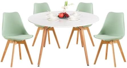H.J WeDoo Skandinavisches Esszimmer Esstisch Set mit 4 Stühlen Eiscreme-Grün 100cm