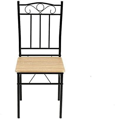 Esszimmer-Set mit Esstisch und 4 Stühlen, Buchenholzmaserung, weiße Metallbeine, perfekt für Esszimmer und Küche, präch