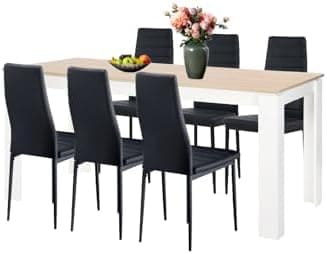 Esszimmergruppe mit 4 Stühlen Esstisch Hochlehner Kunstleder Sitzgruppe für Familie
| 110cm Eiche-Schwarz Tisch + 4 Sch