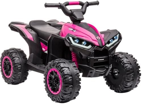 12V Kinderquad Elektroauto für 3+ Jahrealte Kinder mit LED und Musik, 2 Geschwindigkeiten und Hupe, Fernbedienung inklus