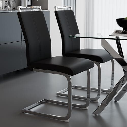 Goldfan Esstisch Set für Küche, Esszimmer & Wohnzimmer (110cm, Schwarz) mit Kunstleder Stühlen
| Goldfan Rechteckiger G