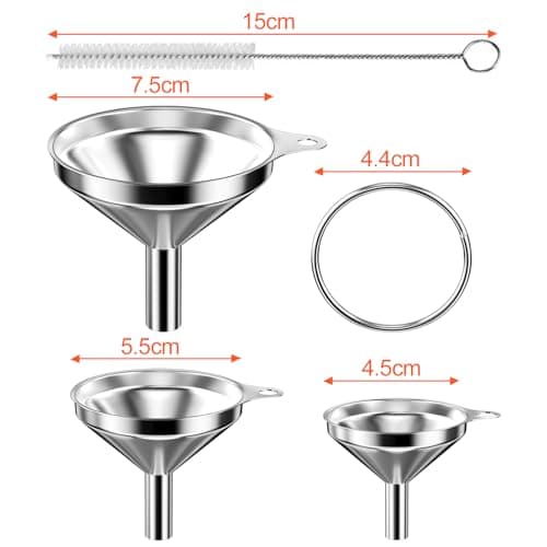 Newpop Flüssigkeitsübertragender Trichter Edelstahl 3 Stück Set für Küche und Küche Reinigung Marmelade Kochöl |5/5.5/7.